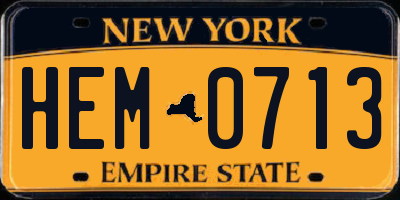 NY license plate HEM0713