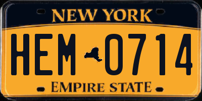 NY license plate HEM0714
