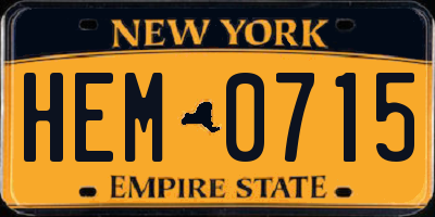 NY license plate HEM0715