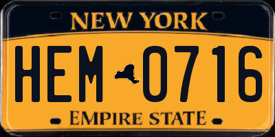 NY license plate HEM0716