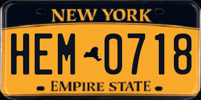 NY license plate HEM0718