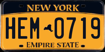 NY license plate HEM0719
