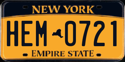 NY license plate HEM0721