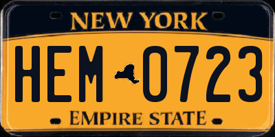 NY license plate HEM0723