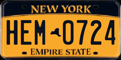 NY license plate HEM0724