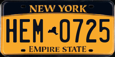 NY license plate HEM0725
