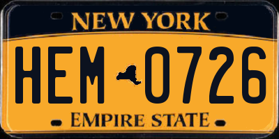 NY license plate HEM0726