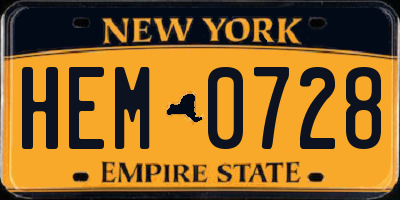 NY license plate HEM0728