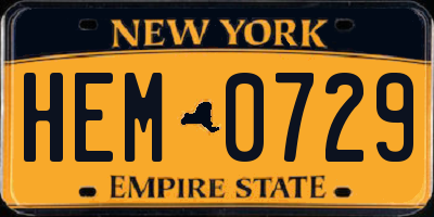 NY license plate HEM0729