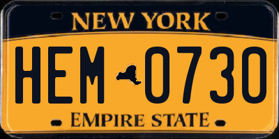 NY license plate HEM0730