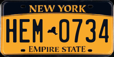 NY license plate HEM0734