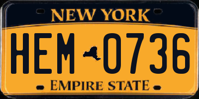 NY license plate HEM0736
