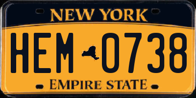 NY license plate HEM0738