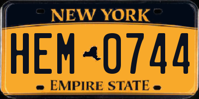 NY license plate HEM0744