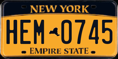 NY license plate HEM0745