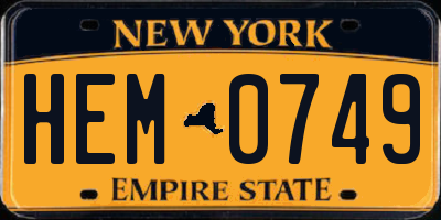 NY license plate HEM0749