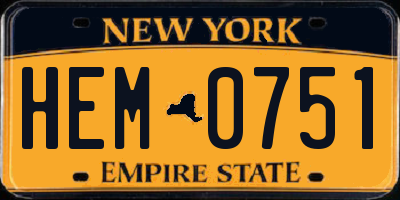 NY license plate HEM0751