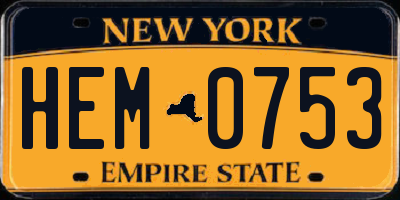 NY license plate HEM0753