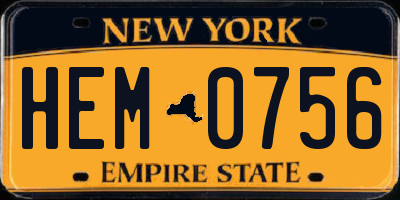 NY license plate HEM0756