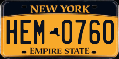 NY license plate HEM0760
