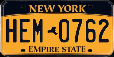 NY license plate HEM0762