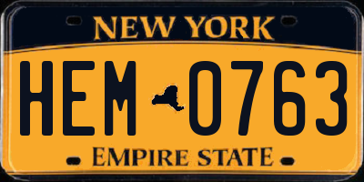 NY license plate HEM0763