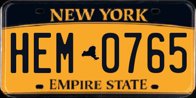 NY license plate HEM0765