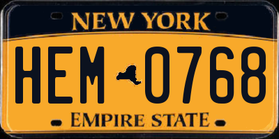NY license plate HEM0768