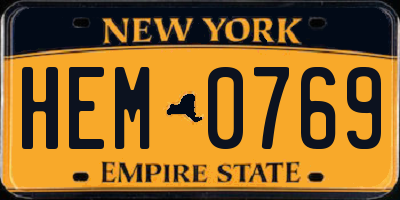 NY license plate HEM0769