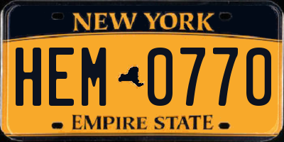 NY license plate HEM0770