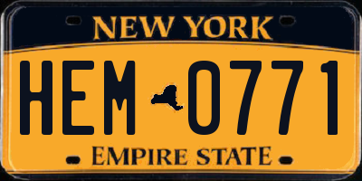 NY license plate HEM0771