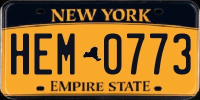 NY license plate HEM0773