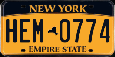 NY license plate HEM0774