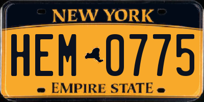 NY license plate HEM0775
