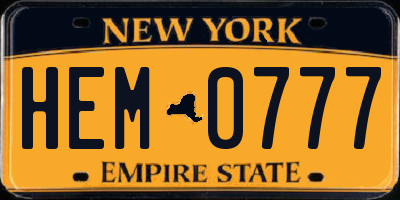 NY license plate HEM0777