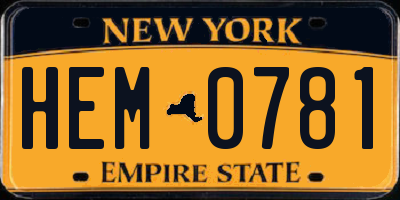 NY license plate HEM0781