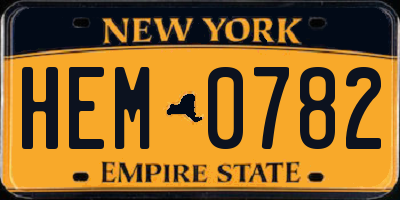 NY license plate HEM0782