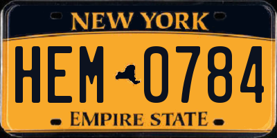 NY license plate HEM0784