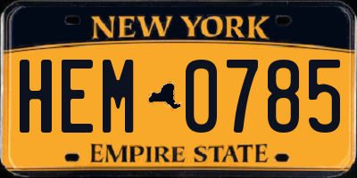 NY license plate HEM0785