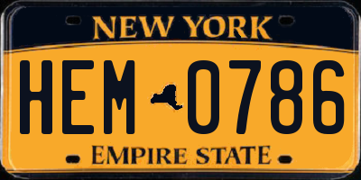 NY license plate HEM0786