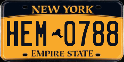 NY license plate HEM0788