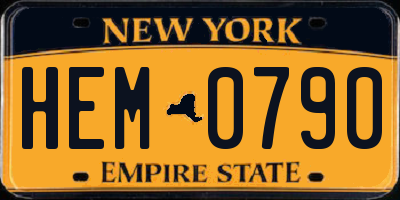 NY license plate HEM0790