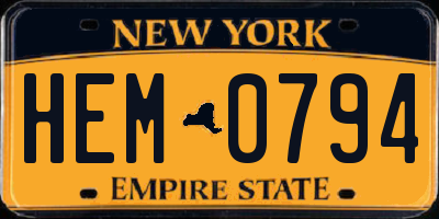 NY license plate HEM0794