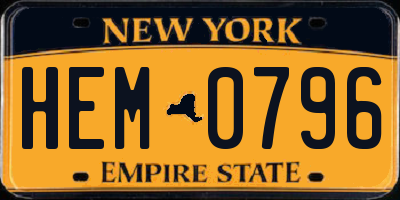 NY license plate HEM0796