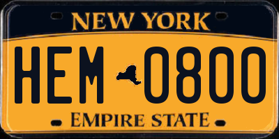 NY license plate HEM0800