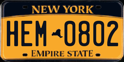 NY license plate HEM0802