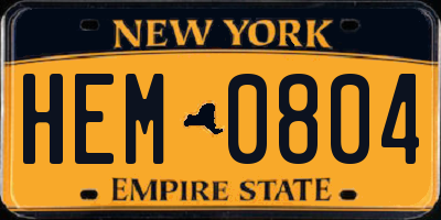 NY license plate HEM0804