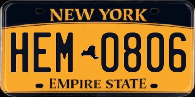 NY license plate HEM0806