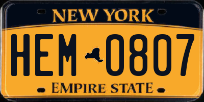 NY license plate HEM0807