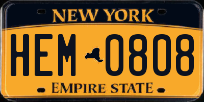 NY license plate HEM0808